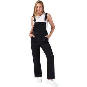 Women's Denim Overalls Stretchy Bib Jumpsuit Casual Utility Pockets
